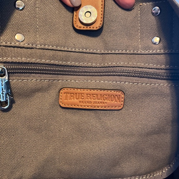 True Religion Large Jeans Grey Jean Denim Tote Bag Handbag Weekender NWOT - Picture 5 of 5